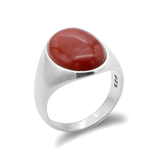 SIGNET RING RED ACHAT STONE