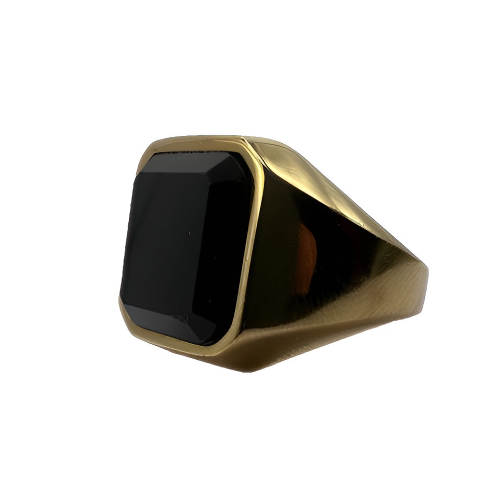 BLACK ONYX RING GOLD